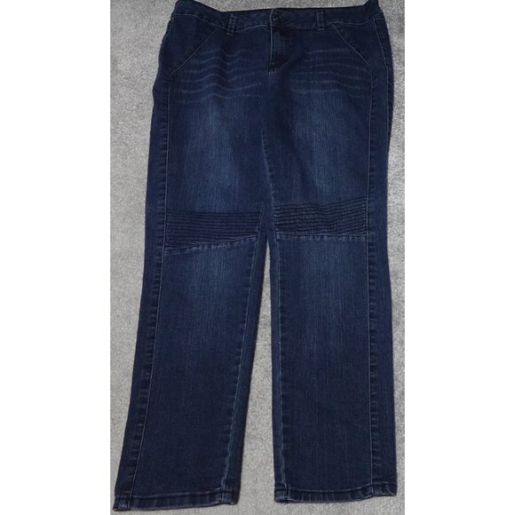 Signature Studio Moto Jeans Women's Size 16 Blue Denim Cropped Outdoor - Picture 1 of 11
